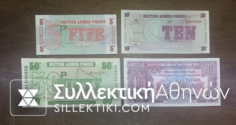 GR. BRITAIN 4 NotesBRITISH ARMED FORCES UNC